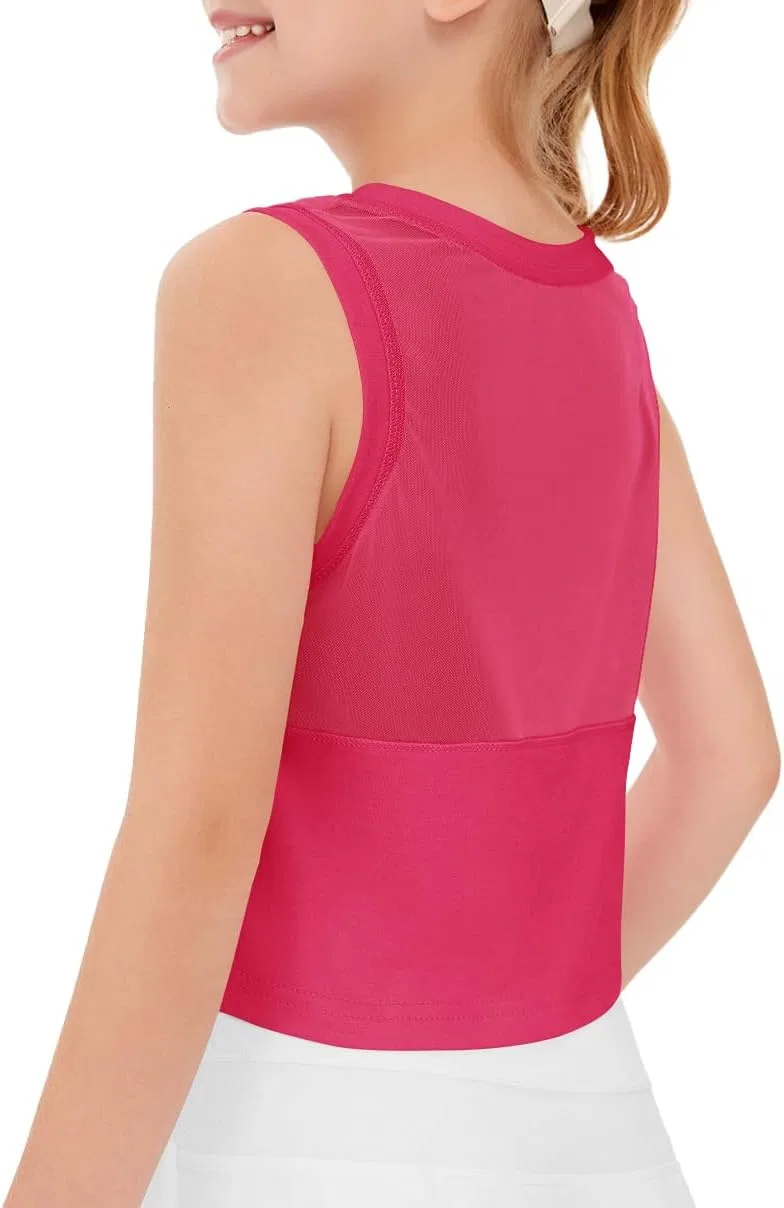 Детский топ для занятий спортом с сетчатой спинкой Haloumoning, Hot Pink