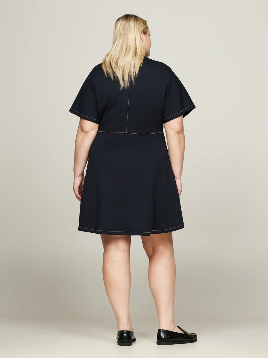 Платье-блузка Tommy Hilfiger Curve "CRV GLOBAL STP STITCH F&F DRS SS", большие размеры, синий — фото 2
