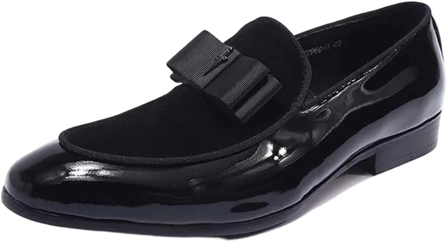 Лоферы мужские из лакированной кожи и замши, Slip-On