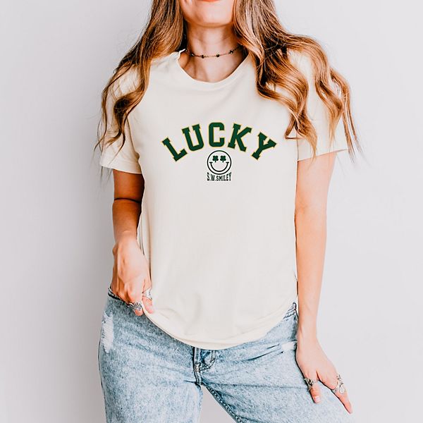 

Футболка с принтом SWSmiley lucky varsity arched Simply Sage Market, Cream, Зеленый, Футболка с принтом SWSmiley lucky varsity arched Simply Sage Market, Cream