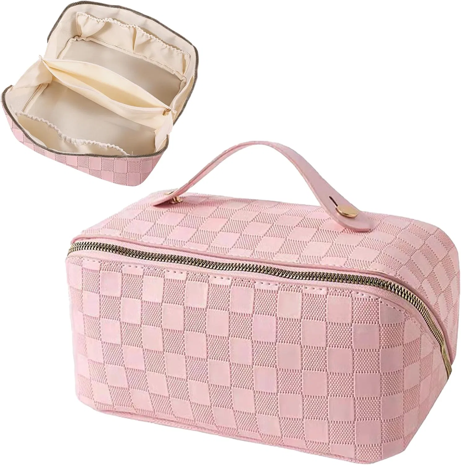 Женская портативная косметичка с ручкой, розовая Jsthhtt, Pink