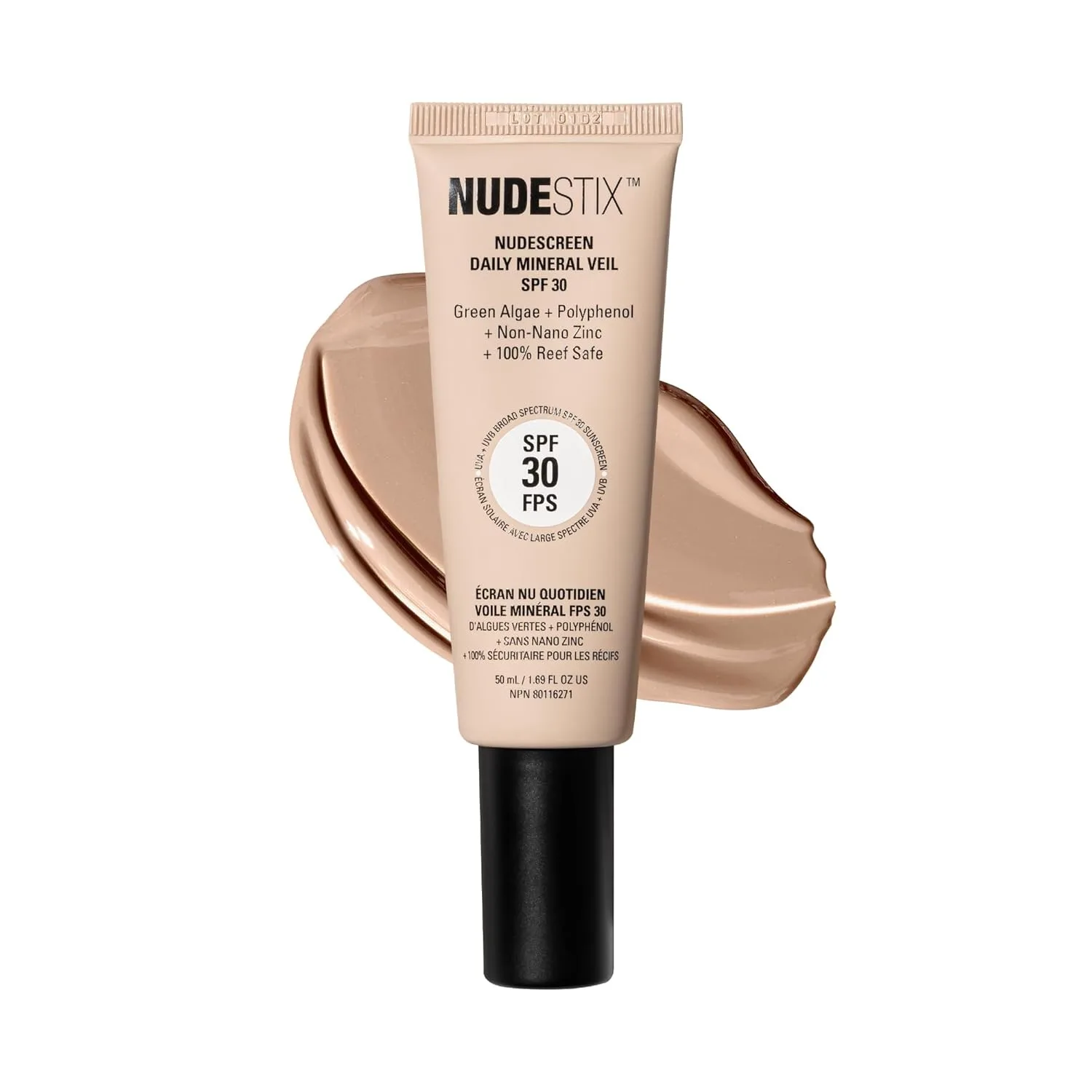 Nudestix Nudescreen Daily Mineral Veil SPF 30 - легкий тонирующий минеральный солнцезащитный крем с оксидом цинка для защиты от UVA/UVB-лучей и синего света., Nude