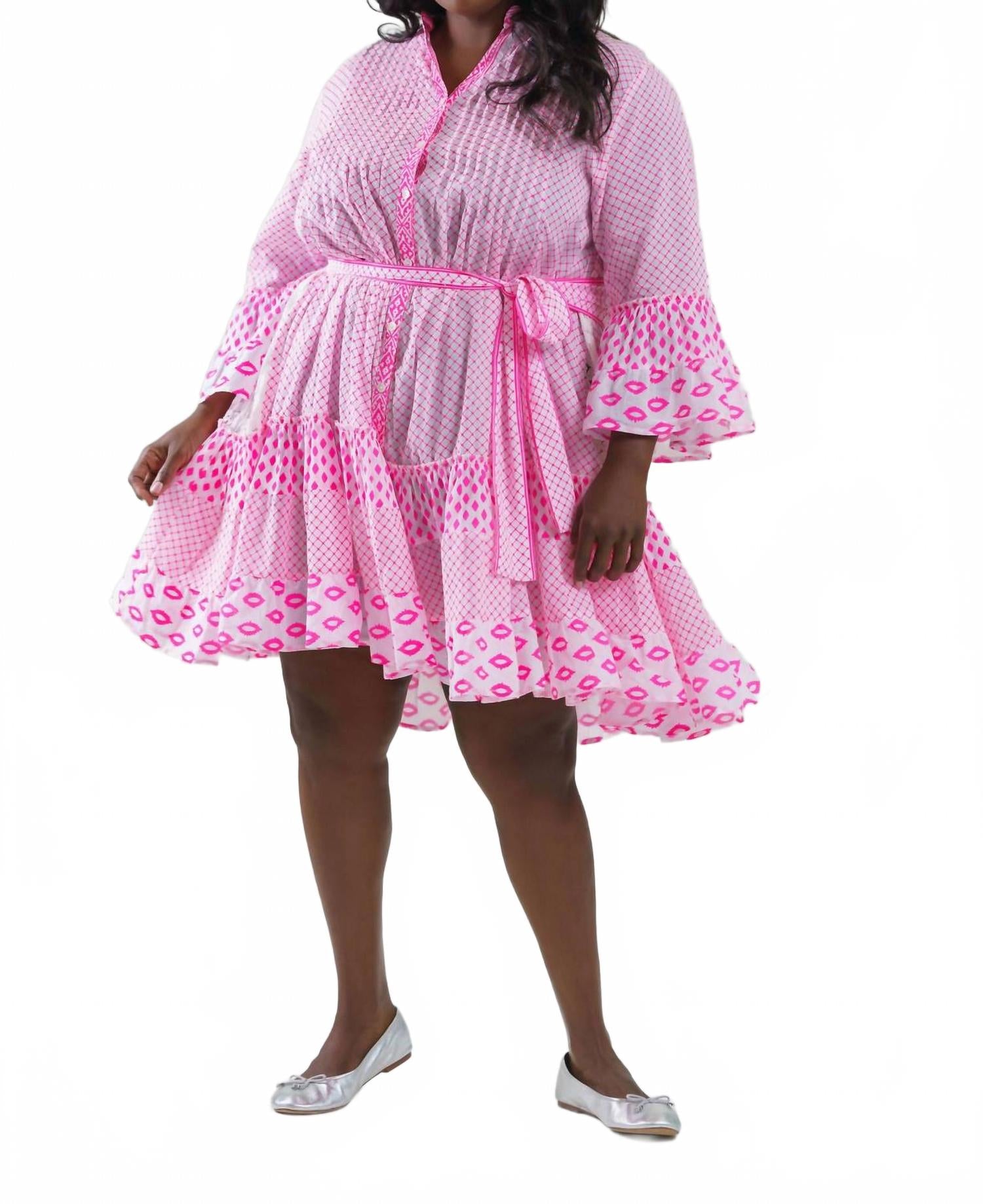 

Pep's Cannes Короткое мини-платье с сетчатым принтом - больших размеров, неоново-розового цвета