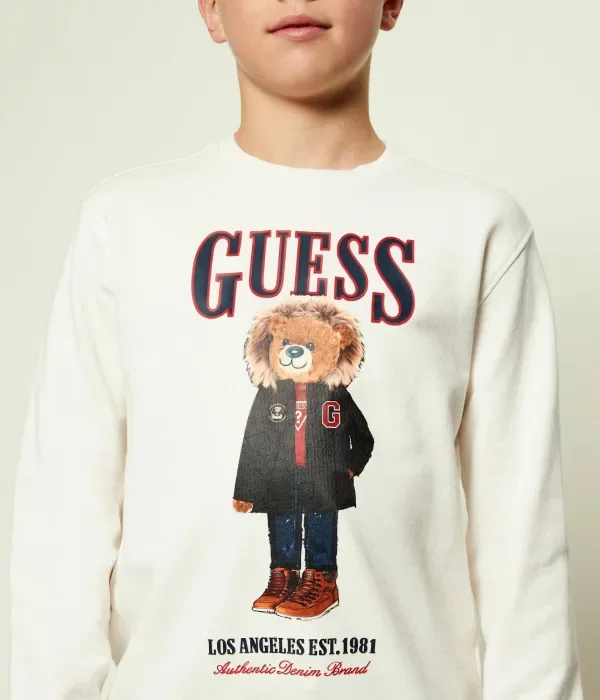 Толстовка regular fit Guess, экрю — фото 4