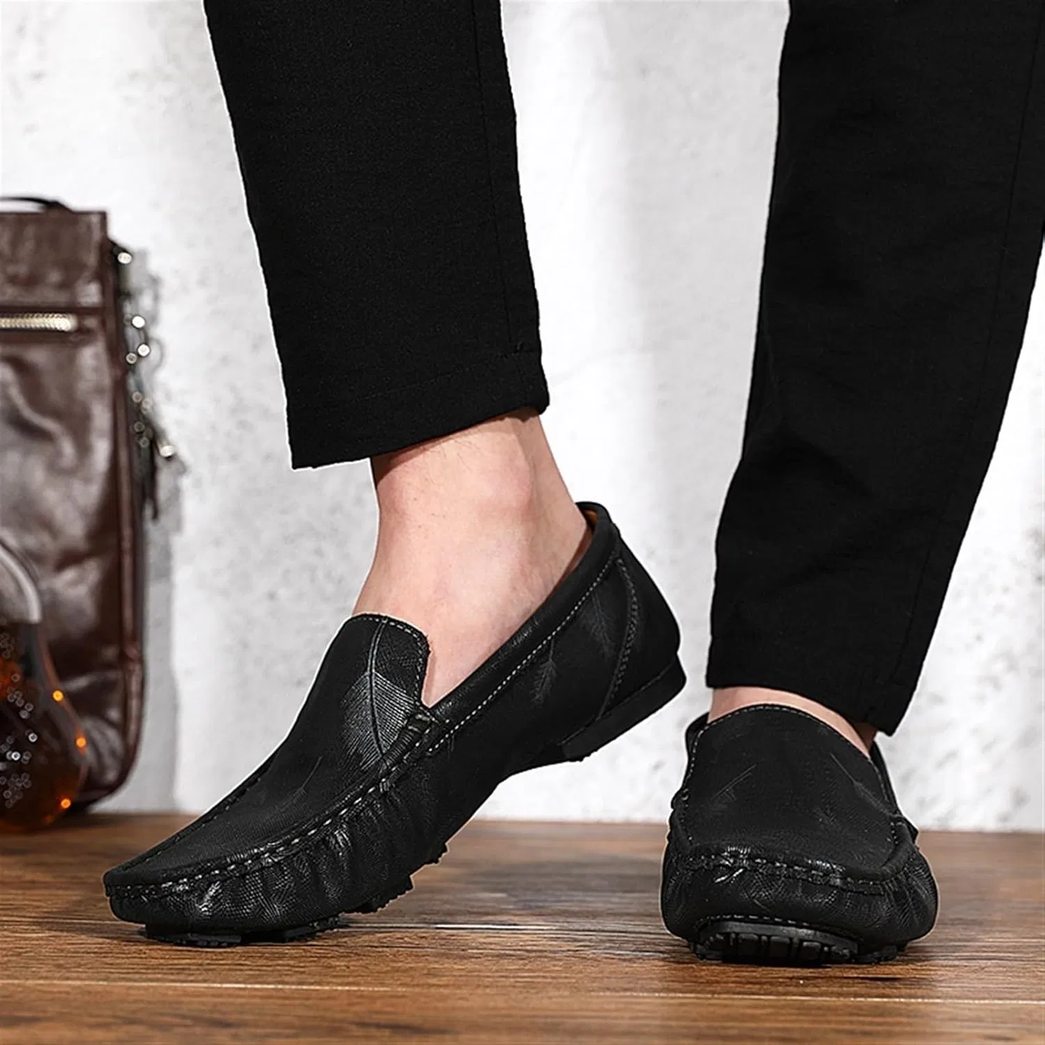 Мокасины мужские кожаные, Loafers, Black DHFIRUFSHLO — фото 2