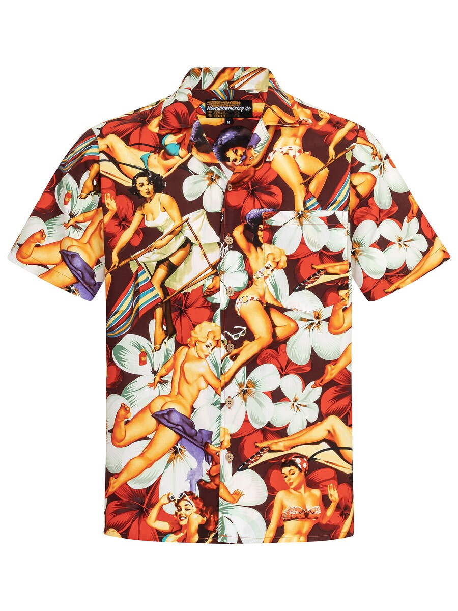 

Рубашка на пуговицах классического кроя Hawaiihemdshop.de Flower Girls (red) 2.0, красный