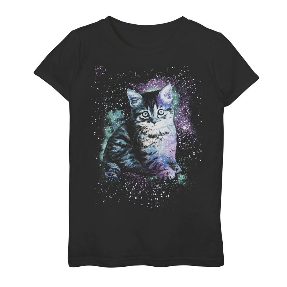 

Футболка с рисунком Night Kitty Galactic Cat для девочек 7–16 лет Licensed Character, черный