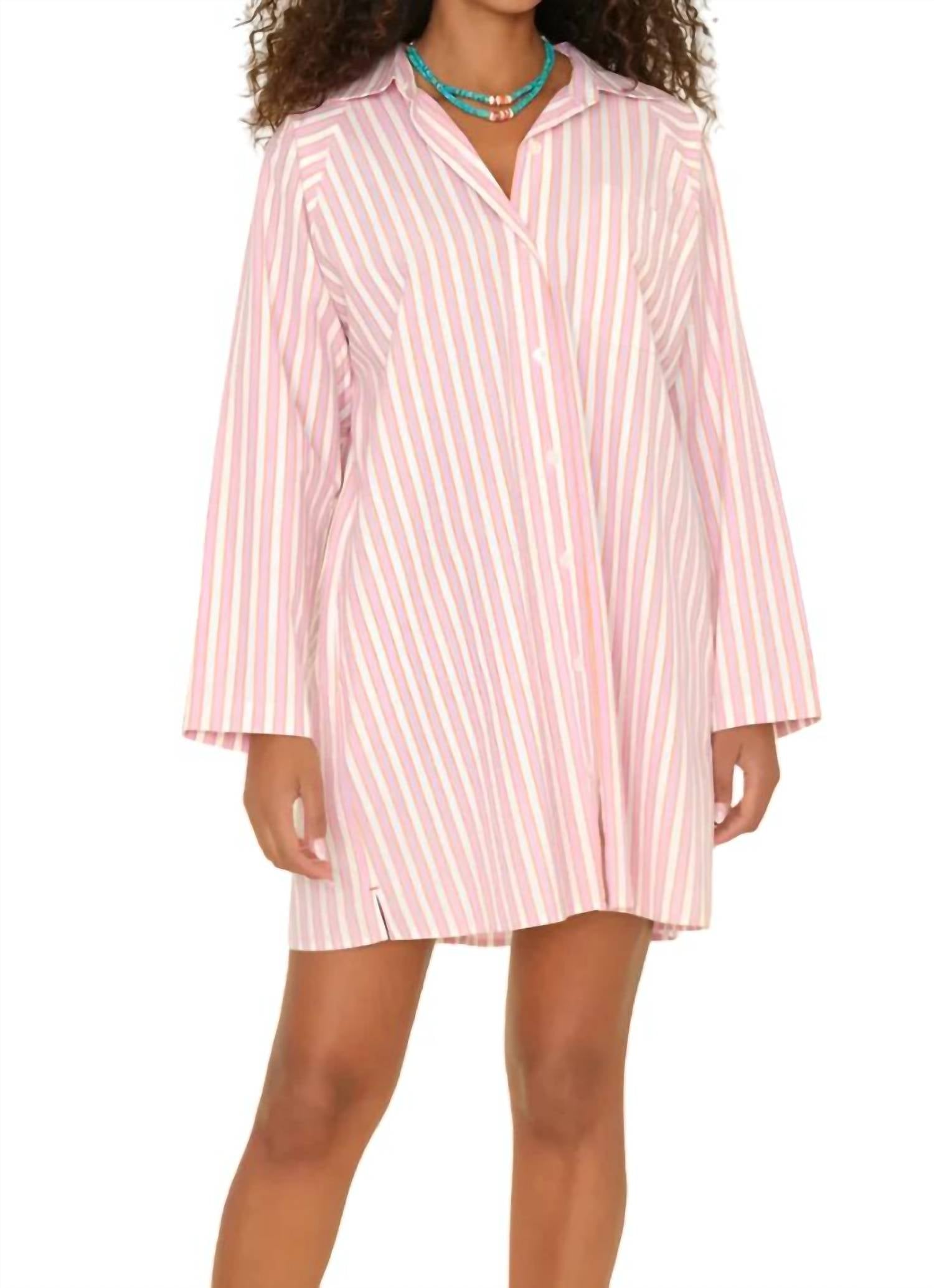 

Женское платье-рубашка из хлопкового поплина Флора в цвете розовый сорбет XIRENA