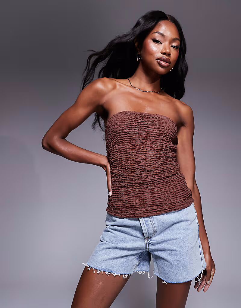 

Текстурированное удлиненное бандо ASOS DESIGN коричневого цвета