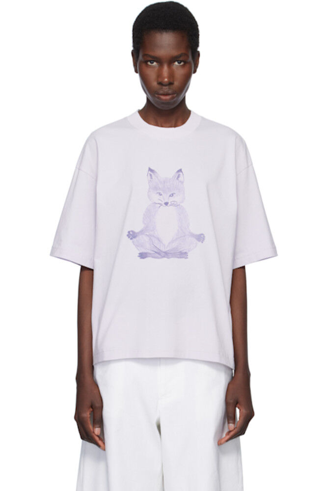 

Футболка свободного кроя с принтом «Лиса» из фиолетового цвета Maison Kitsuné