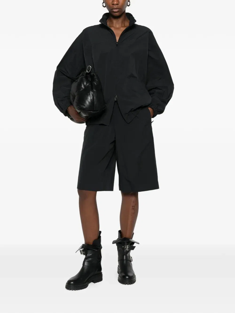 Шорты-бермуды с перфорированным логотипом Alexander Wang, черный — фото 2