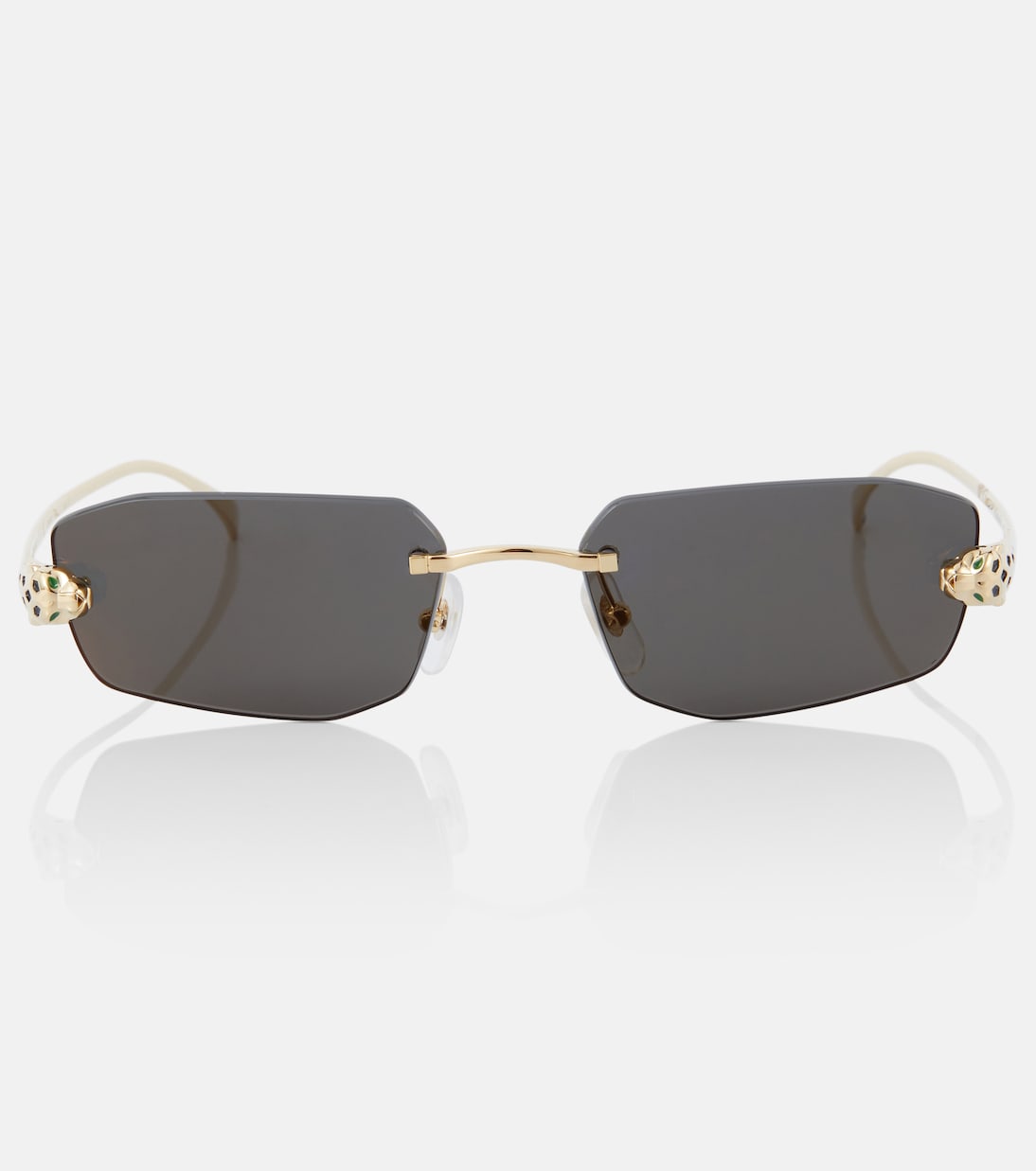 

Прямоугольные солнцезащитные очки Panthère De Cartier Cartier Eyewear Collection, Gold-Gold-Grey