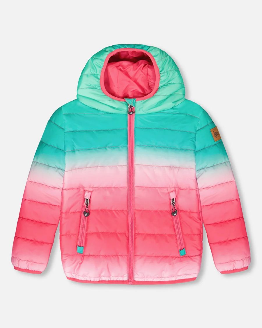 

Стеганая куртка для девочек на межсезонье, зелено-розовый градиент - для малышей/детей Deux par Deux, Green & pink gradient