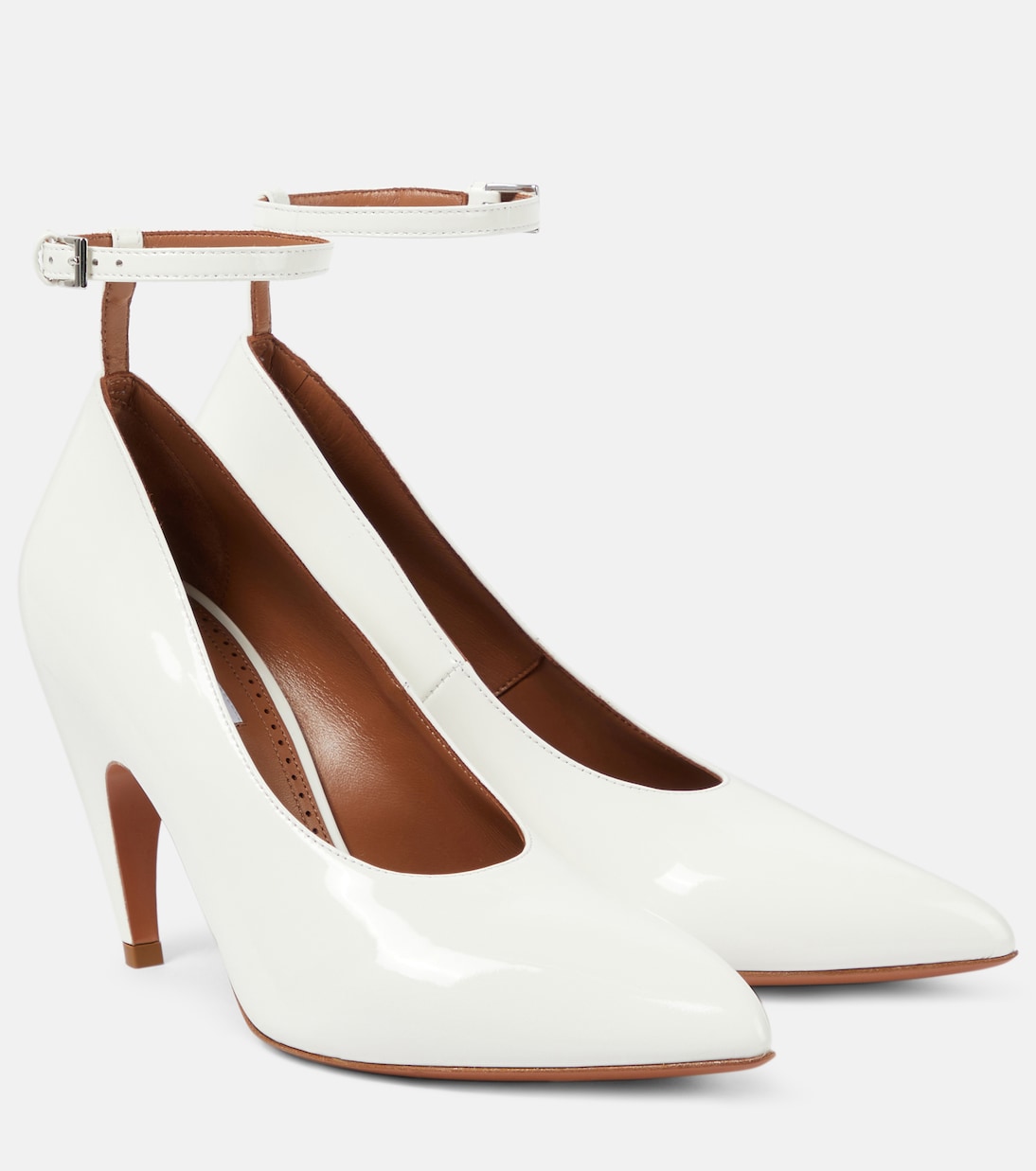 Туфли-лодочки из лаковой кожи Shark Alaïa, Blanc Optique