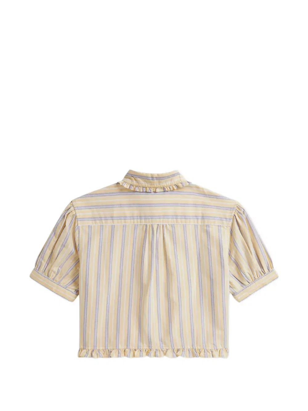 Полосатая рубашка с оборками Polo Ralph Lauren Kids, желтый — фото 2