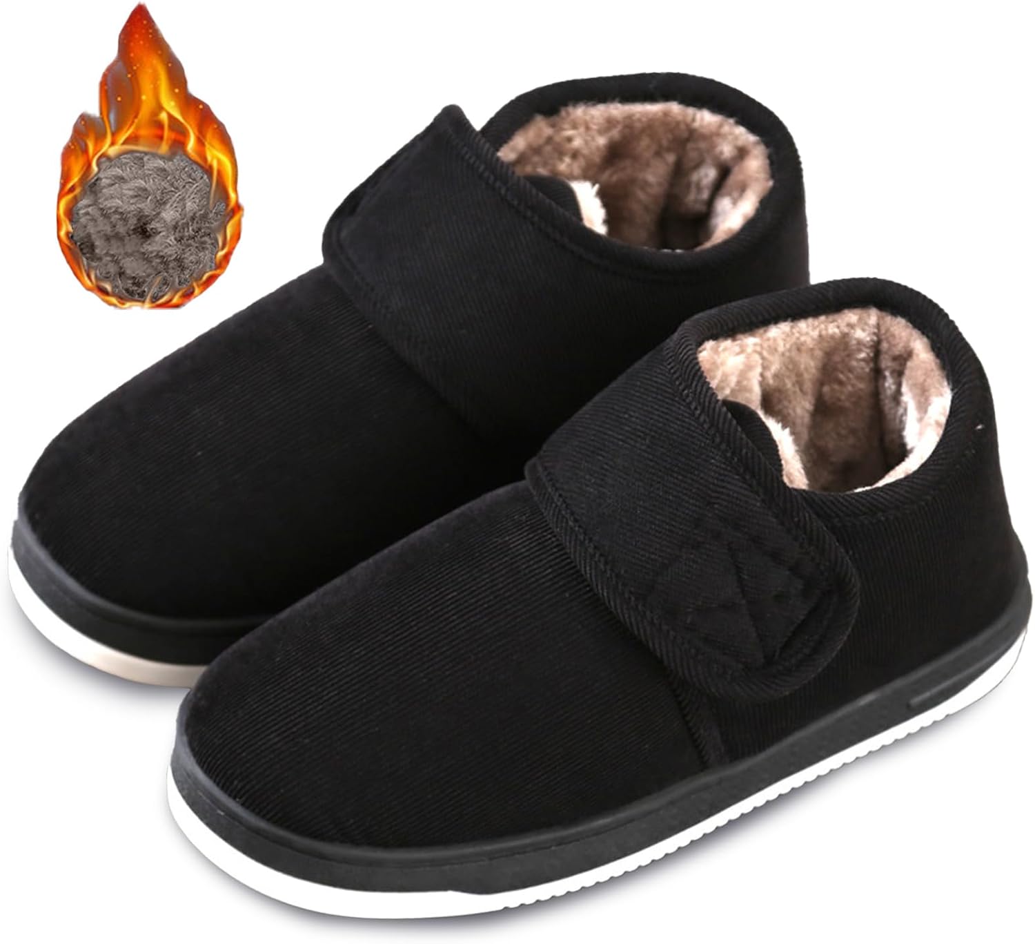 

Унисекс теплые тапочки-ботинки, ботинки с меховой подкладкой, утолщенные обувь, регулируемые кроссовки, ботинки, удобная уличная обувь с противоскользящей подошвой Bumuam, черный