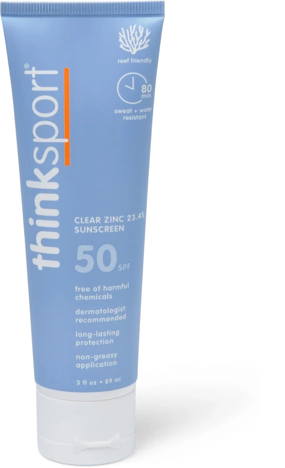 

Прозрачный цинковый солнцезащитный крем SPF 50 Thinksport, None