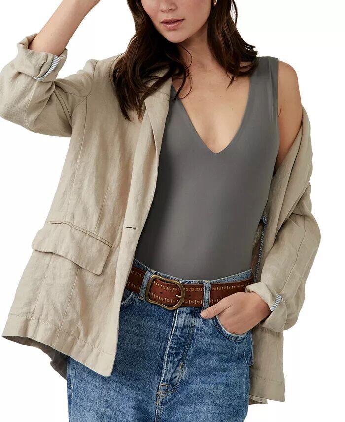 

Боди Keep It Sleek с низкой спинкой Free People, серый