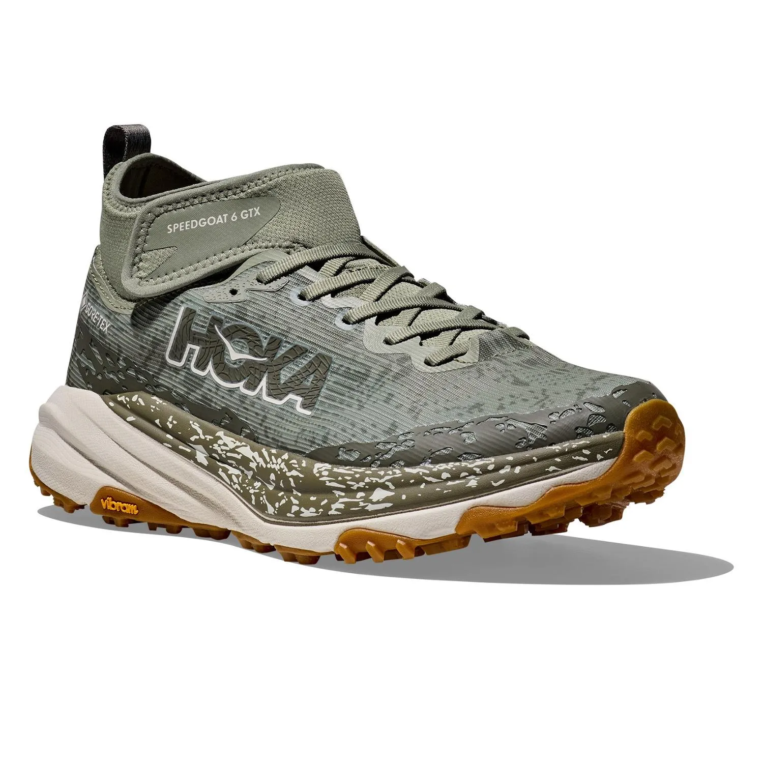 Трейловые кроссовки HOKA Speedgoat 6 Mid GTX, цвет Sea Moss/Oat Milk — фото 3