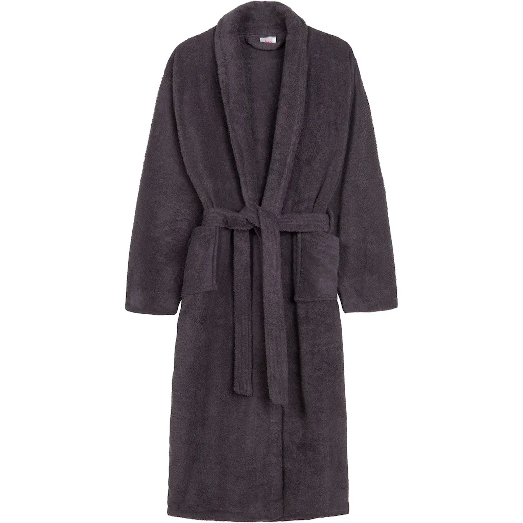 

Модный халат Bathrobe uni Набор: 1x халат, 1 шт., с шалевым воротником, поясом, карманами, для женщин и мужчин, велюр, блестящий Hip, антрацит