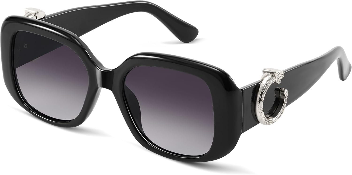 

Винтажные квадратные солнцезащитные очки большого размера для женщин и мужчин, ретро-стиль, дизайнерские очки с защитой от УФ-излучения Foliful, A02-black/Gradient Gray Lens