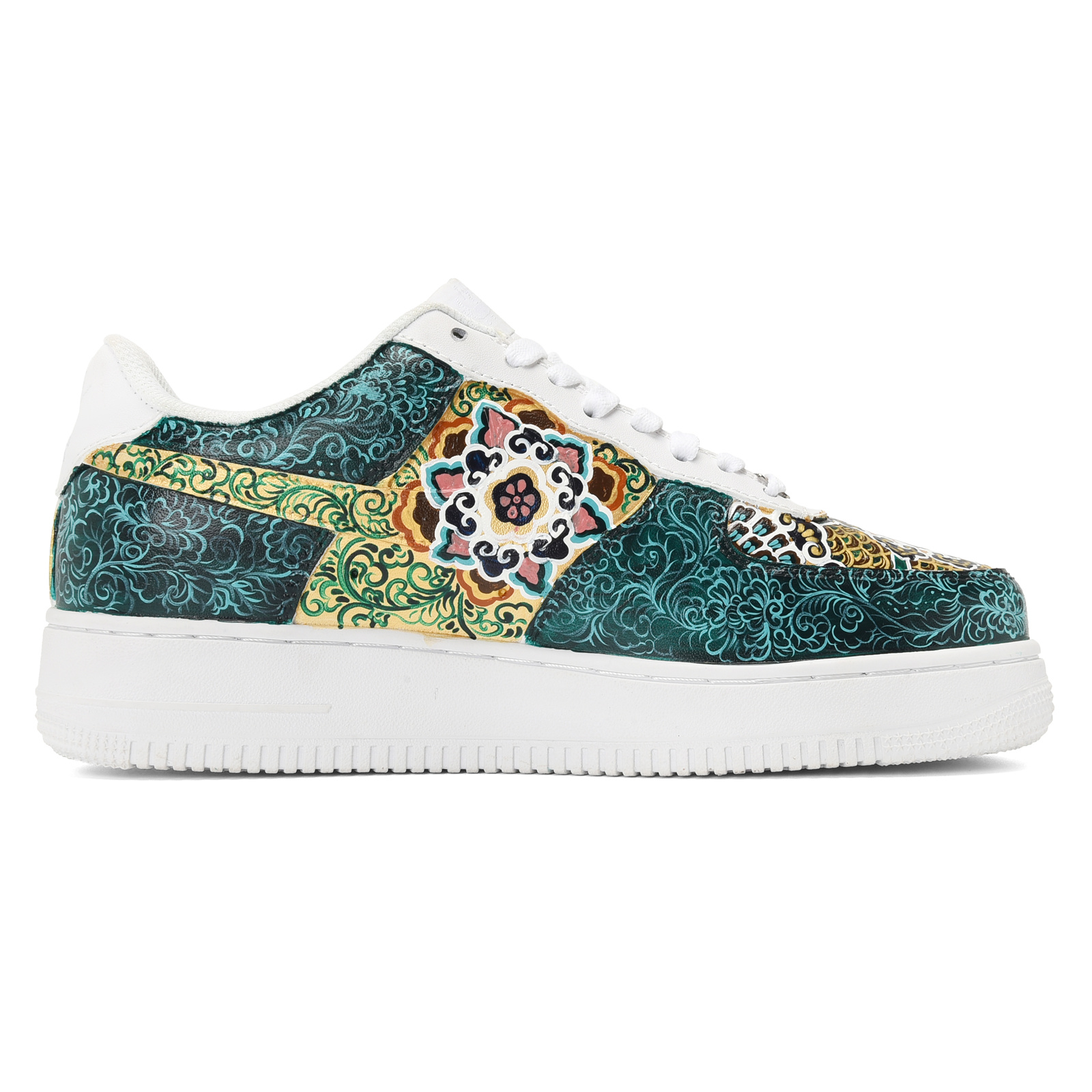 

Кроссовки Nike Air Force 1 Skateboarding Shoes Unisex Low-top Blue-green-yellow-black, зеленый