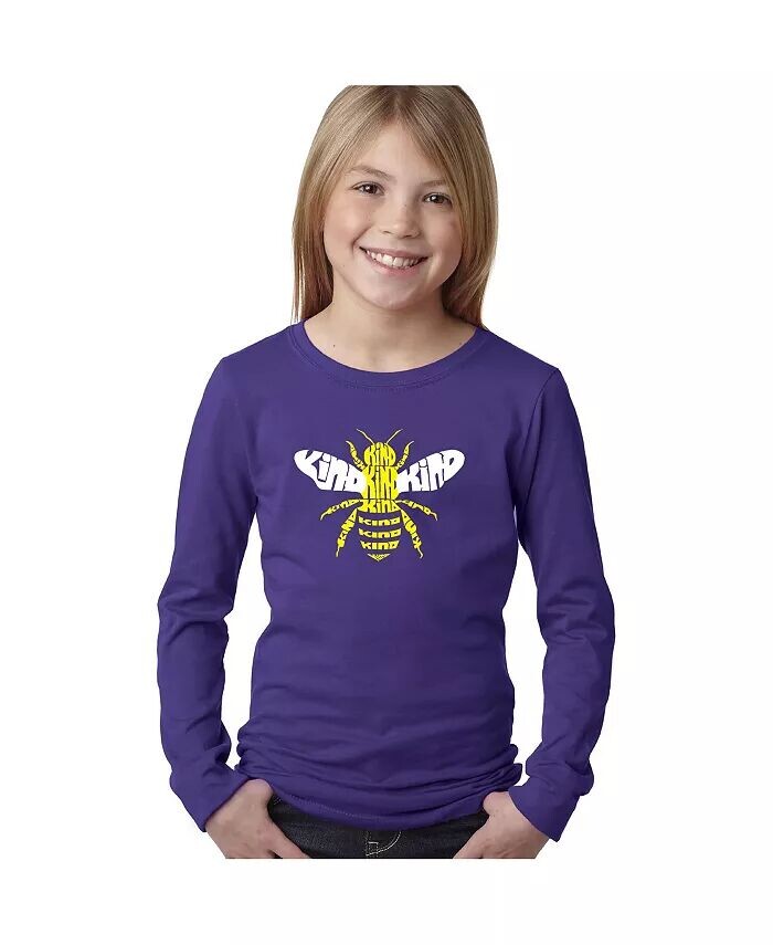 

Футболка с длинным рукавом Big Girl's Word Art - Bee Kind LA Pop Art, фиолетовый