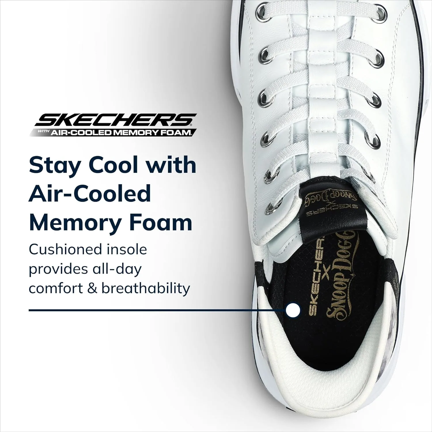 Кроссовки Skechers Snoop Dogg: Snoop One-Og для мужчин, белый/черный — фото 3