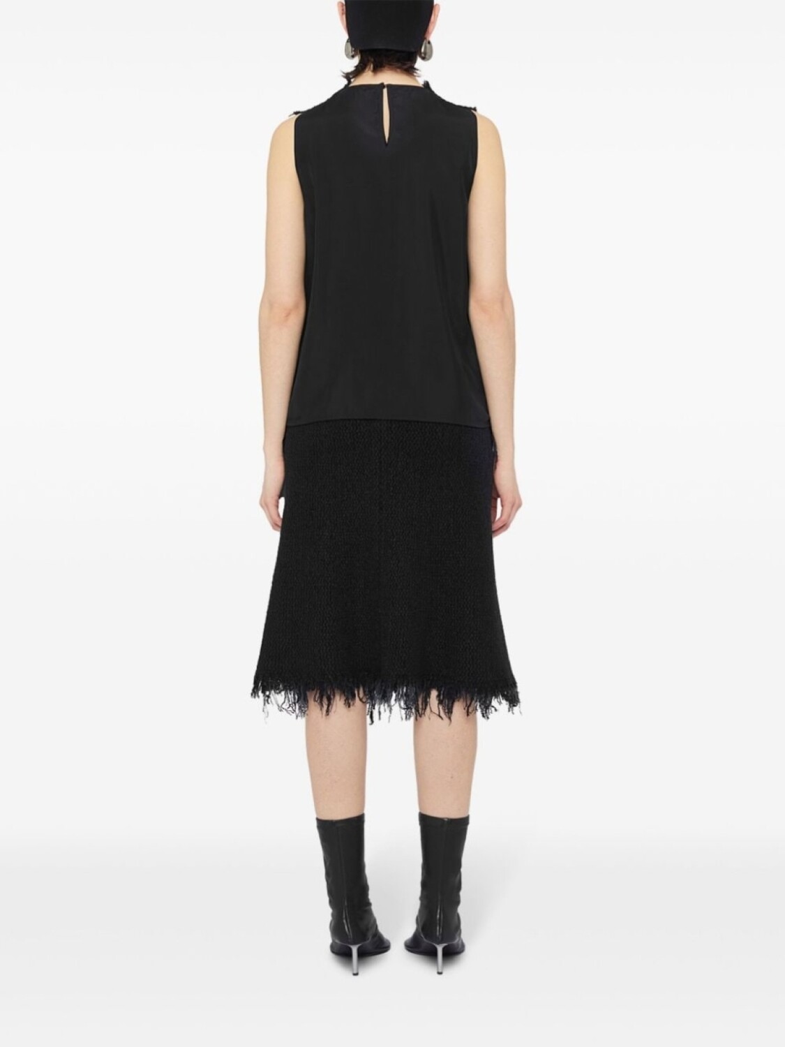 Jil Sander трикотажный топ с необработанными краями, черный — фото 3