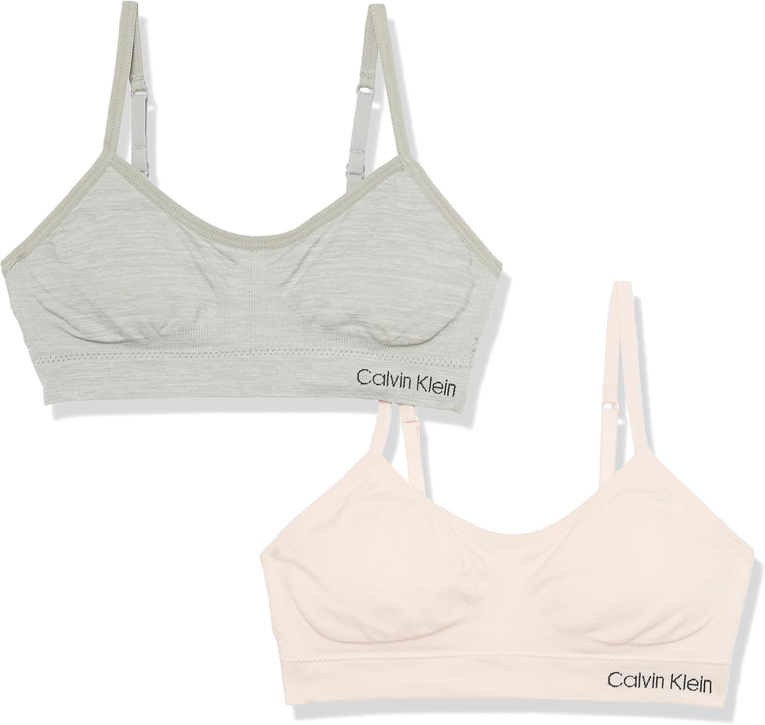 

Набор из 2 бесшовных бюстгальтеров-бралеттов Calvin Klein Girls с оборками, Crypnk/Hg - 2 Pack