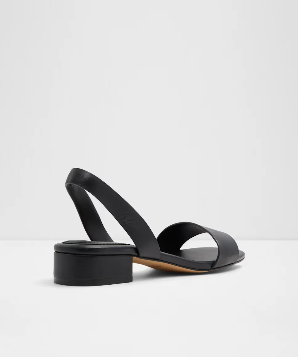 Женские кожаные босоножки на плоской подошве с квадратным носком Aldo, черный — фото 2