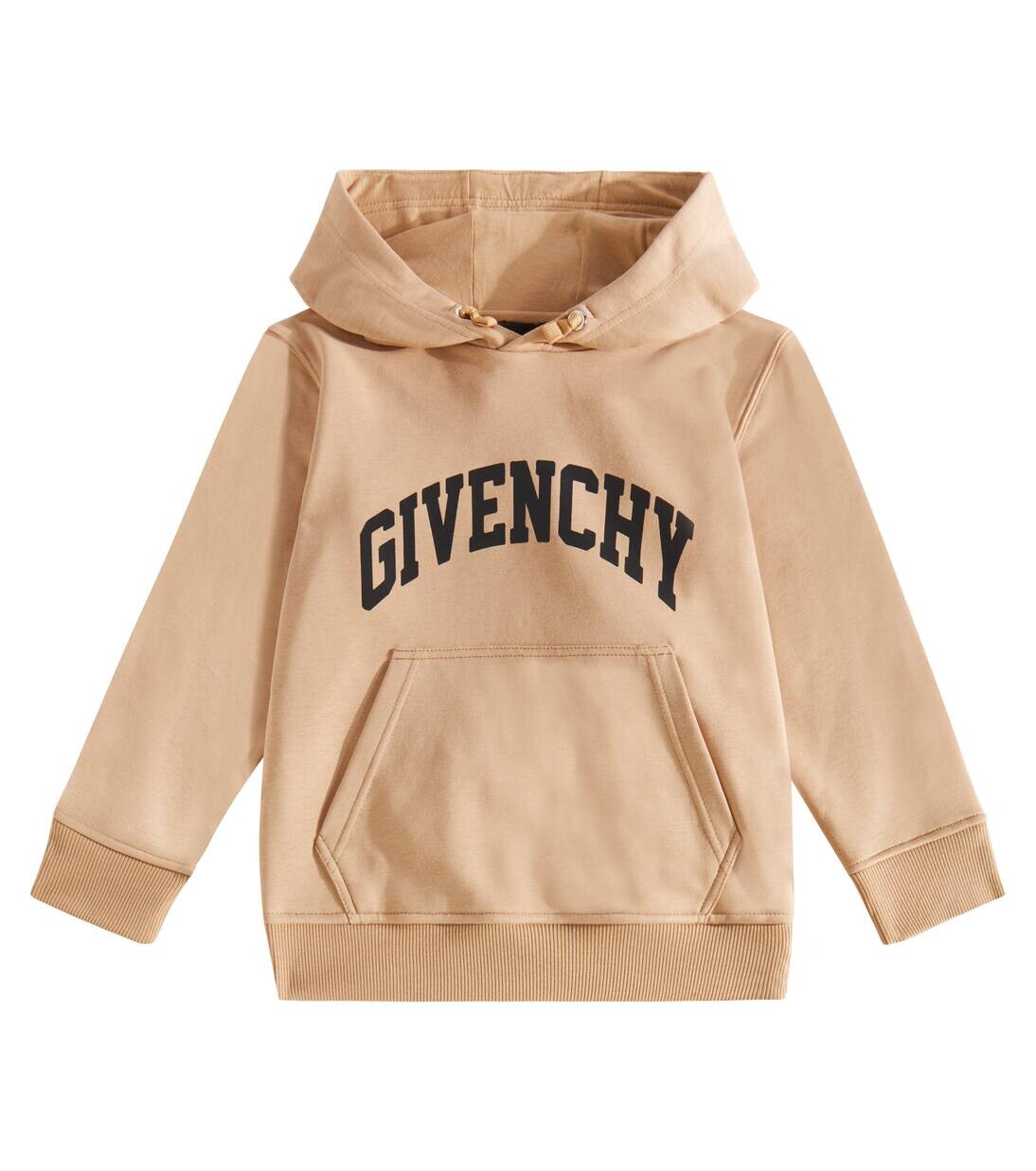 

Толстовка с капюшоном из хлопкового флиса с логотипом Givenchy Kids, цвет stone