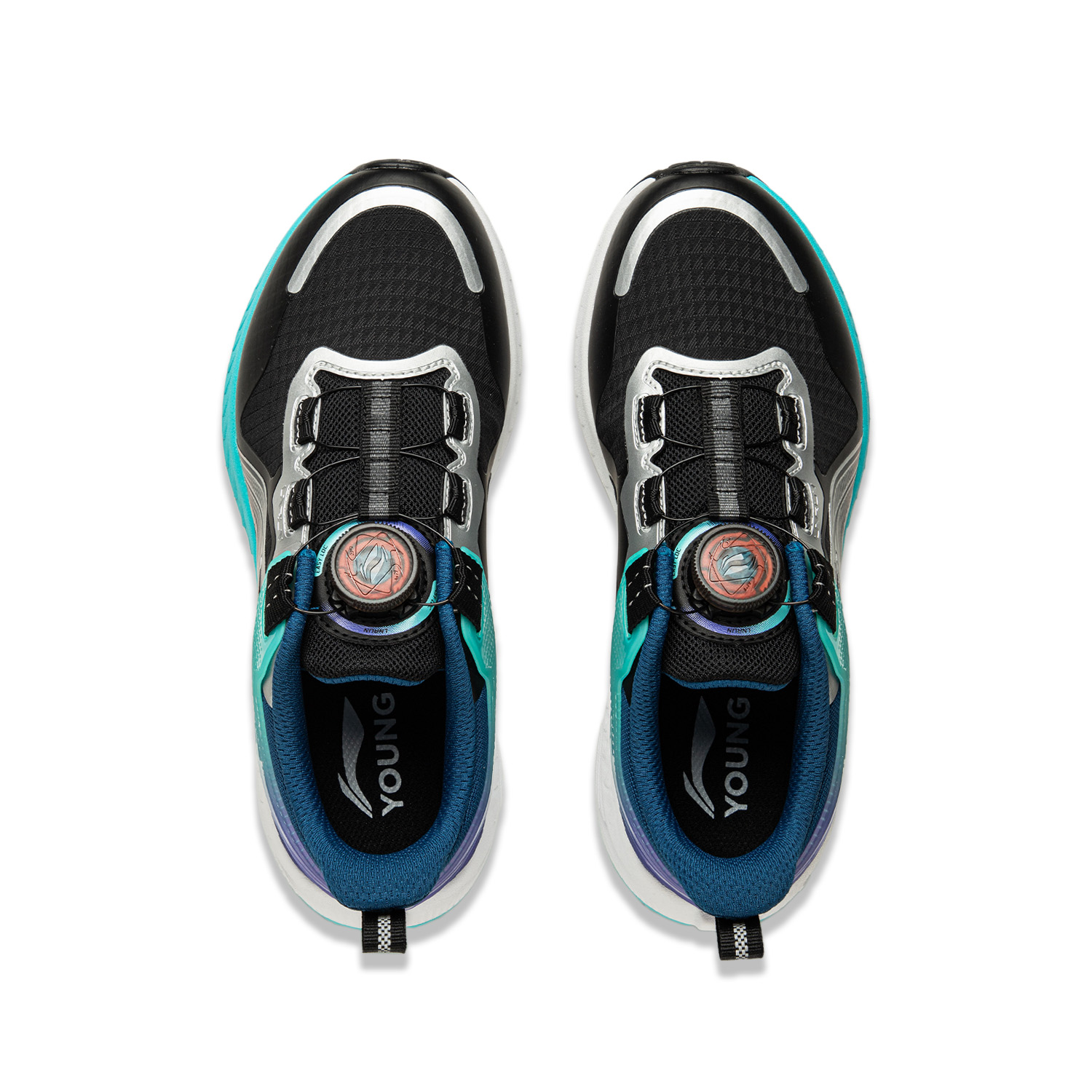 LINING YOUNG Кроссовки для бега Kunpeng Rebound Support Low-top для детей, черные, серебристые — фото 4