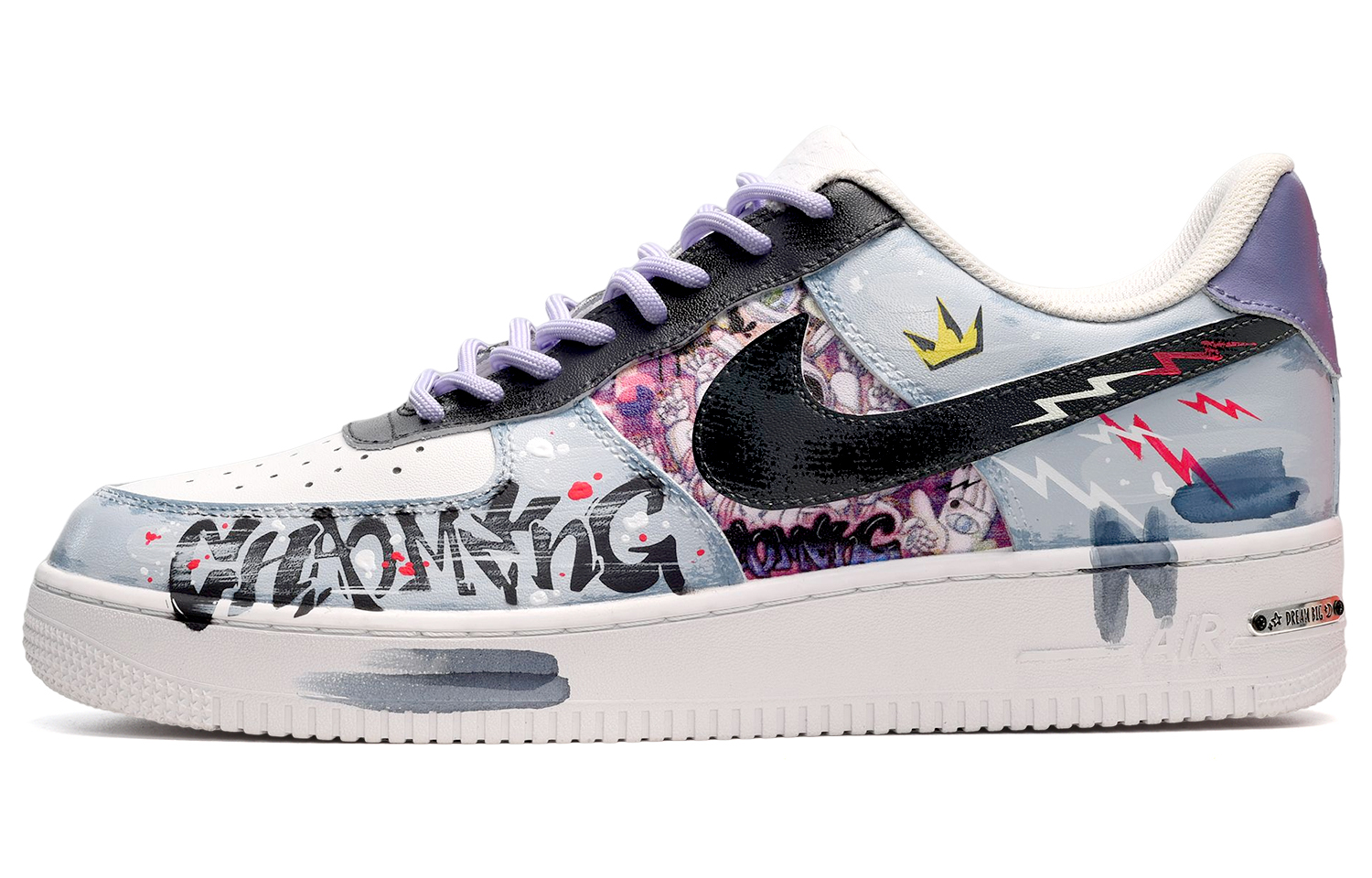 

Кроссовки Nike Air Force 1 Skateboard Shoes Women's Low-Top Black White Blue