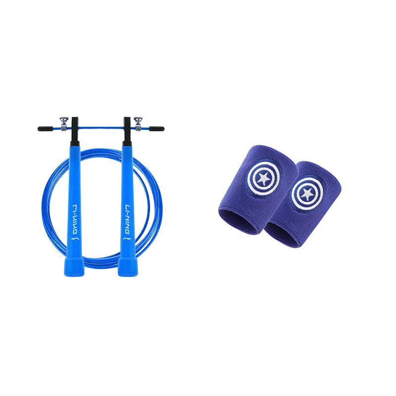 

Скакалка для скоростных тренировок материал троса pvc стальной трос, материал рукоятки pvc для учеников LINING, Blue+Captain America Wrist Brace