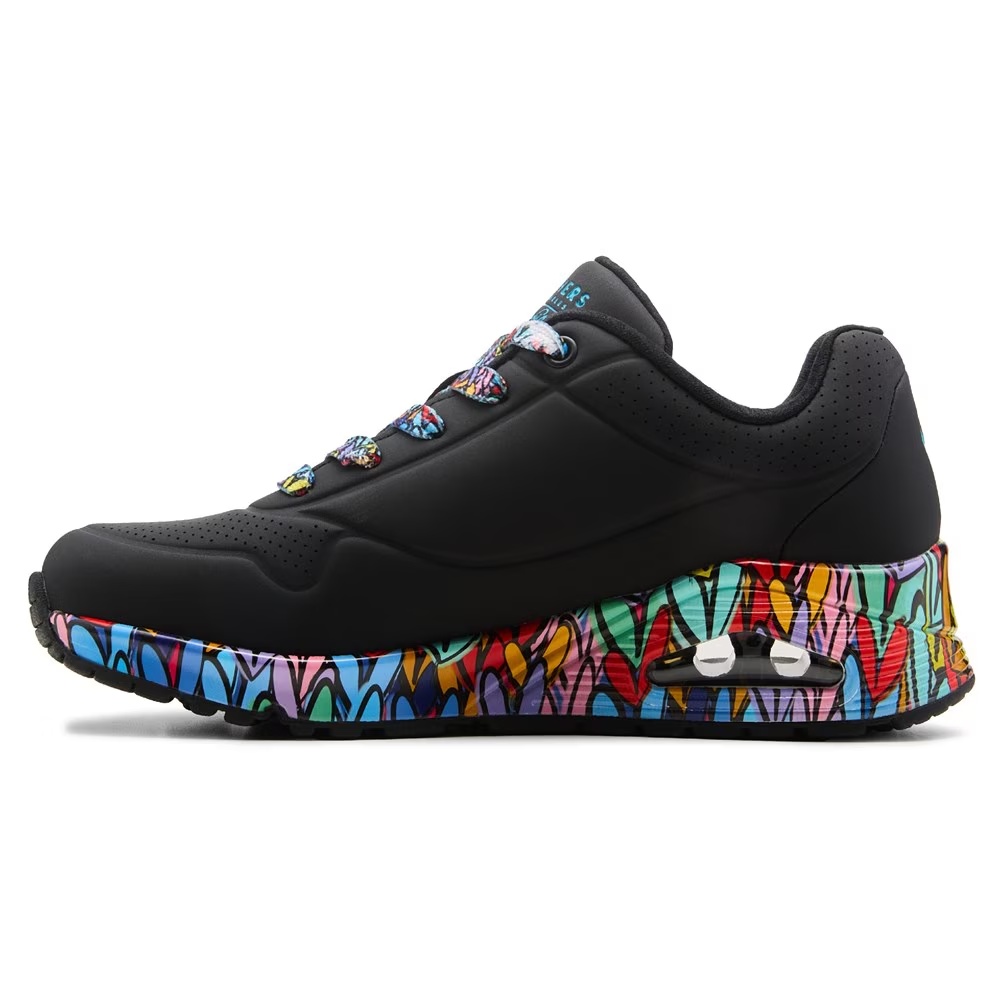 Кроссовки Jgoldcrown street uno Skechers, black/multi hearts — фото 3