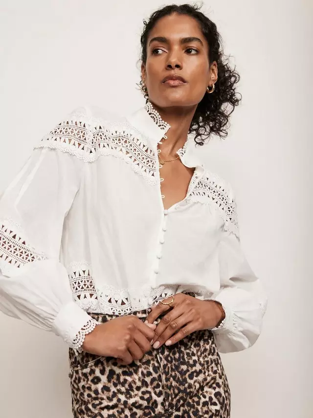 

Блуза Mint Velvet Lace Detail, белый