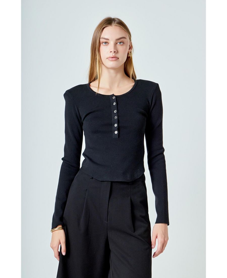 

Вязаный топ с подплечниками для женщин endless rose, Black