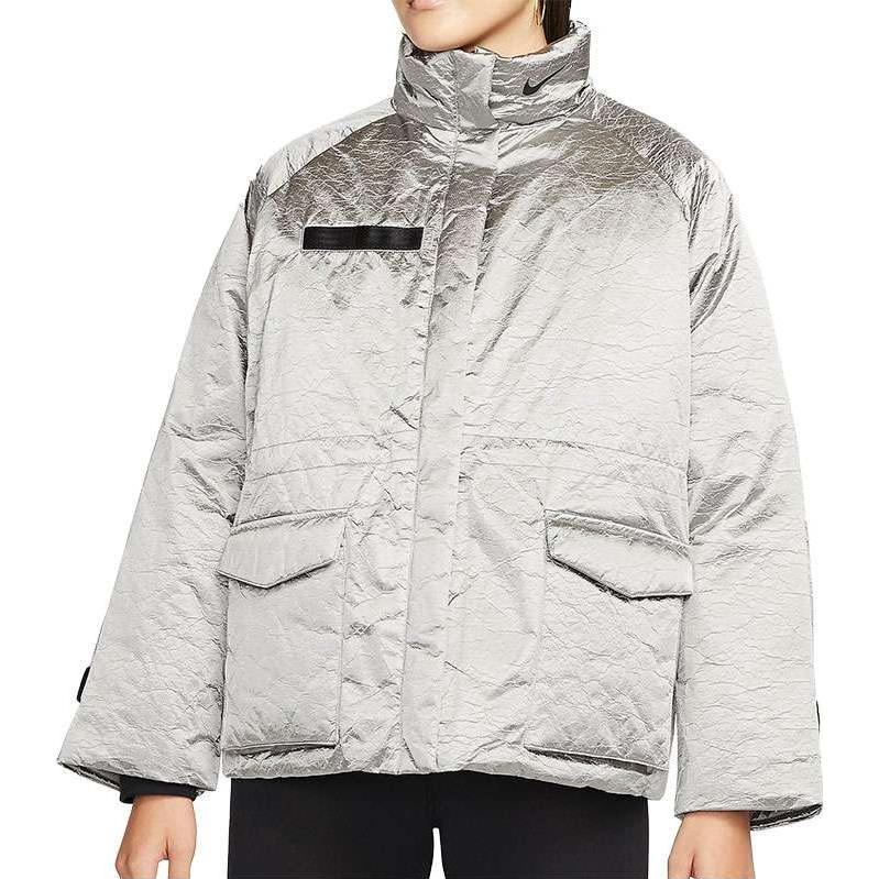 Куртка (WMNS) AS W Nike Sportswear TF Turf REVIVAL SHINE JKT Jacket GREY HAZE — фото 2