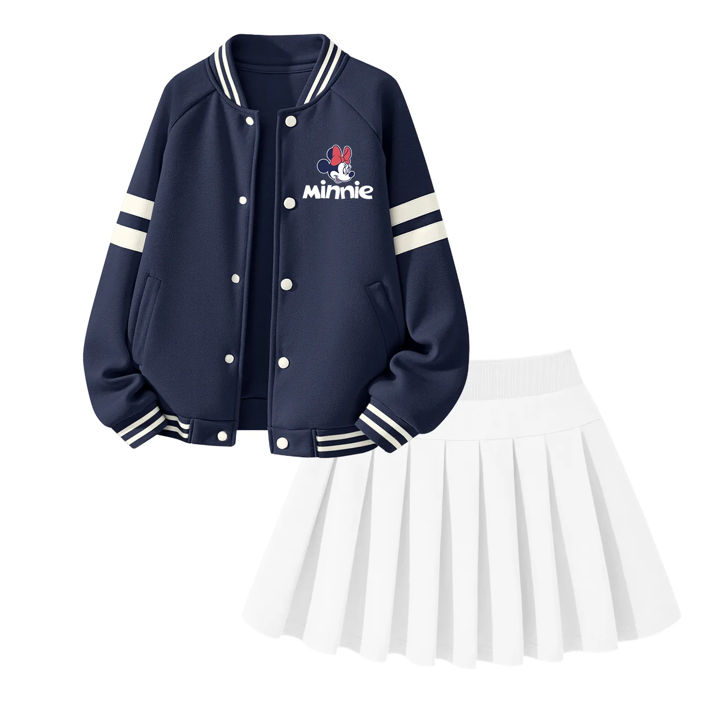 Детский комплект из двух предметов с юбкой средней длины Disney, Di B Elegant Minnie K Navy Blue+Solid Color White