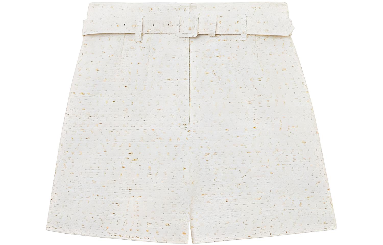 

Шорты из твида с высокой талией и поясом Self-portrait, слоновая кость