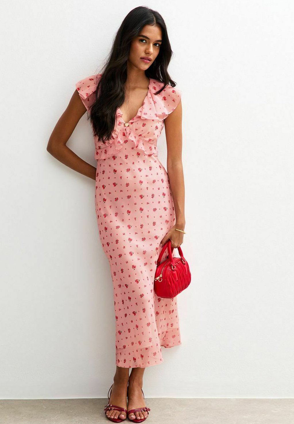 

Повседневное платье RUFFLE MIDI New Look, цвет Pink Pattern