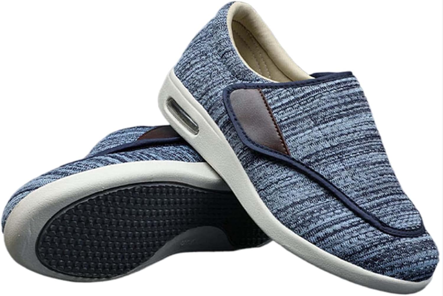 

Мужские кроссовки широкого размера с регулируемой застежкой, легкие, дышащие, для отечных ног, отеков при ходьбе, размер 13.5 Generic, светло-голубой