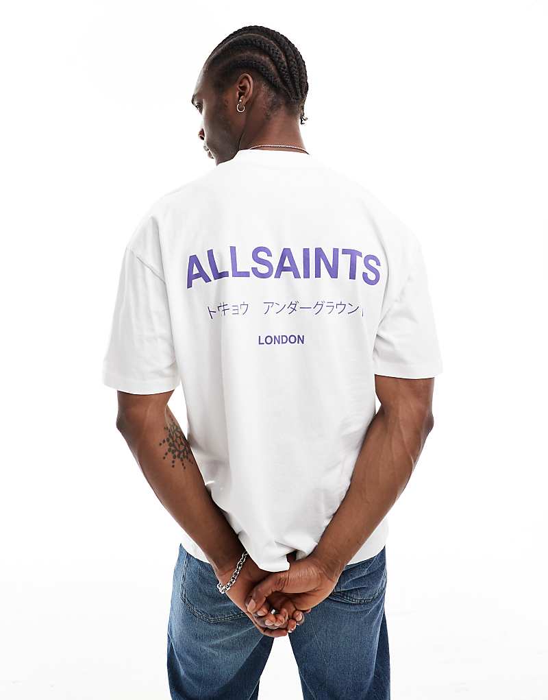 

Бело-фиолетовая футболка оверсайз All Saints Underground AllSaints