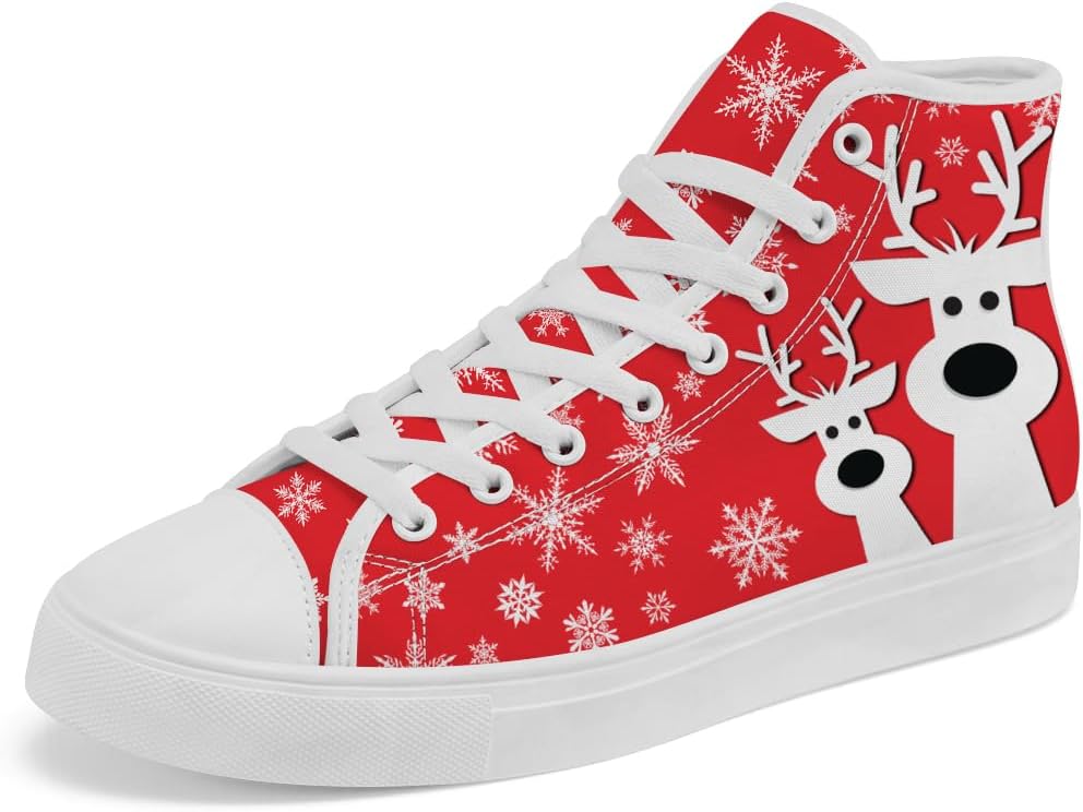 

Детские рождественские высокие кеды из парусины с изображением Санта-Клауса Chebing, белый