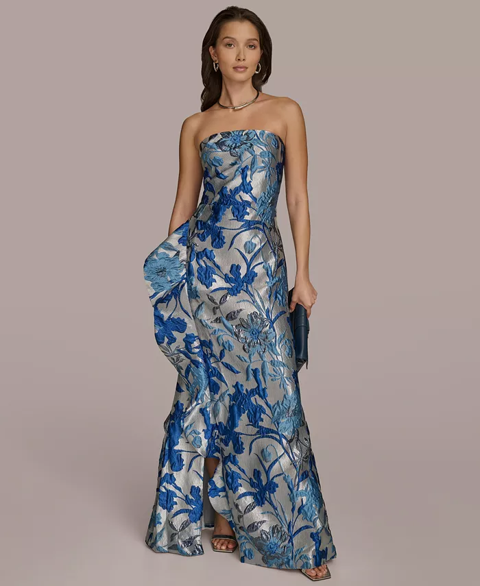 

Женское платье с прямым вырезом и отделкой рюшами Donna Karan New York, розовый