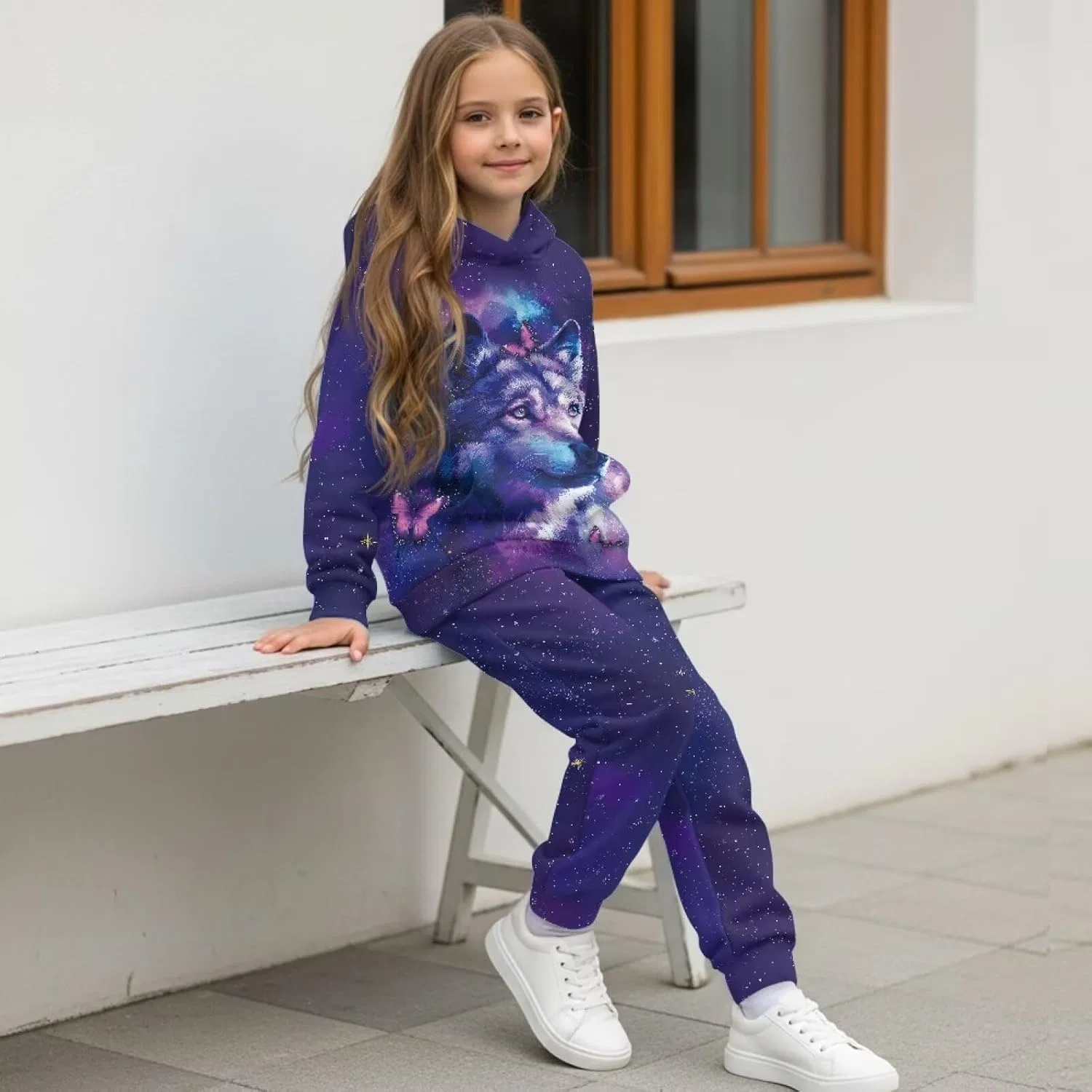 Детский спортивный костюм Galaxy Wolf Printed, толстовка и штаны — фото 4