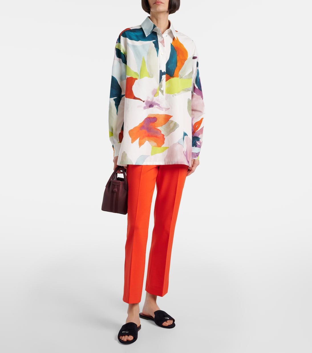 Прямые брюки Nepeta с высокой талией из смесовой шерсти Max Mara, Rosso — фото 2