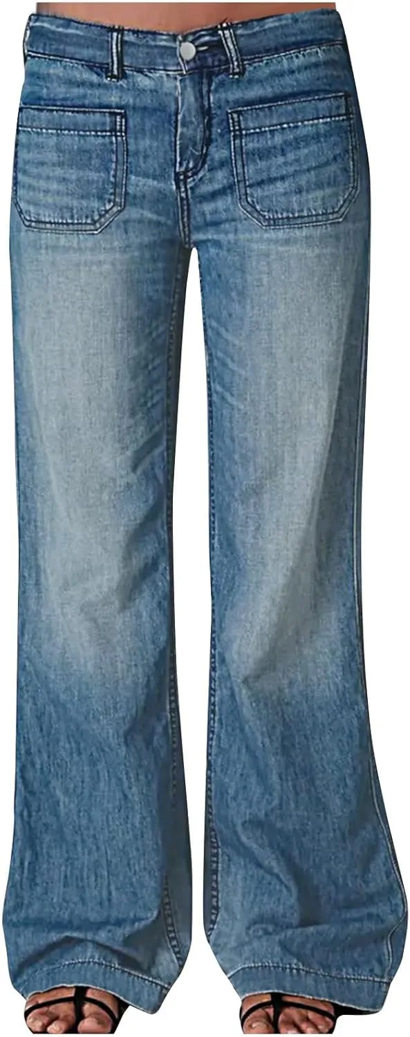Женские джинсы Wide Leg в стиле Boyfriend, Mid Rise, Stretchy