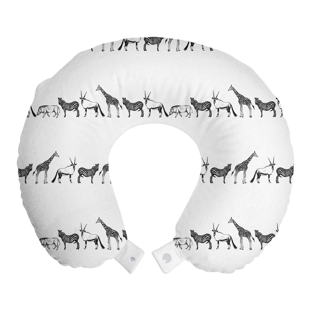 

Подушка для путешествий ABAKUHAUS Animal Travel Pillow, Art Fauna Line Monochrome, пенопластовые дорожные принадлежности для самолета и автомобиля, 30x30 см, угольно-серый белый